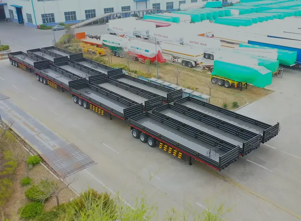 Peru Müşterisi Yan duvar düz yataklı yarı römork satın alıyor