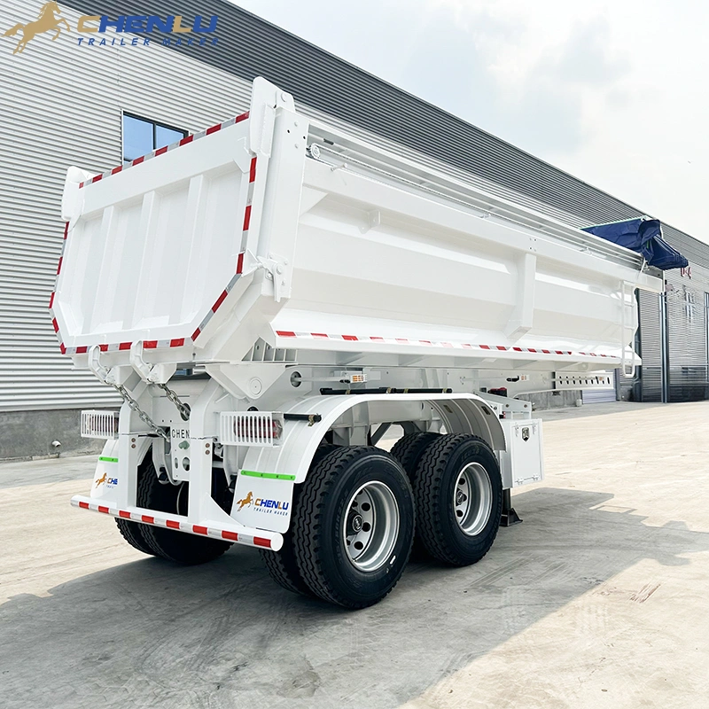 Side profile of the 2 axle rear dump semi trailer