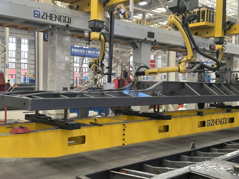 Quality inspection of a semi-trailer frame at the CHENLU factory